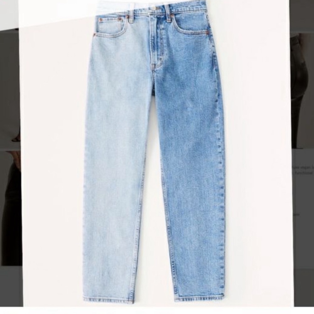 Lighting is not great. True to the first photo. Love these jeans!